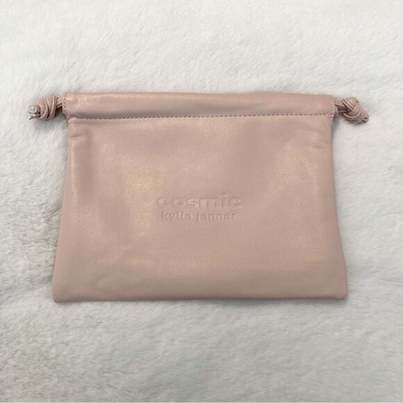 Kylie Jenner Cosmic Light Pink Faux Leather Drawstring Makeup Pouch Bag New - Picture 1 of 9